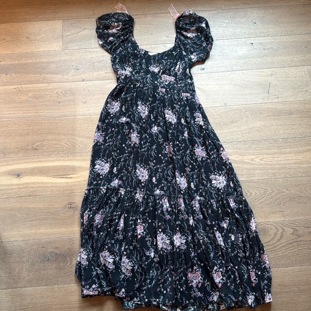 LoveShackFancy Angie dark floral dress size 4 EUC
